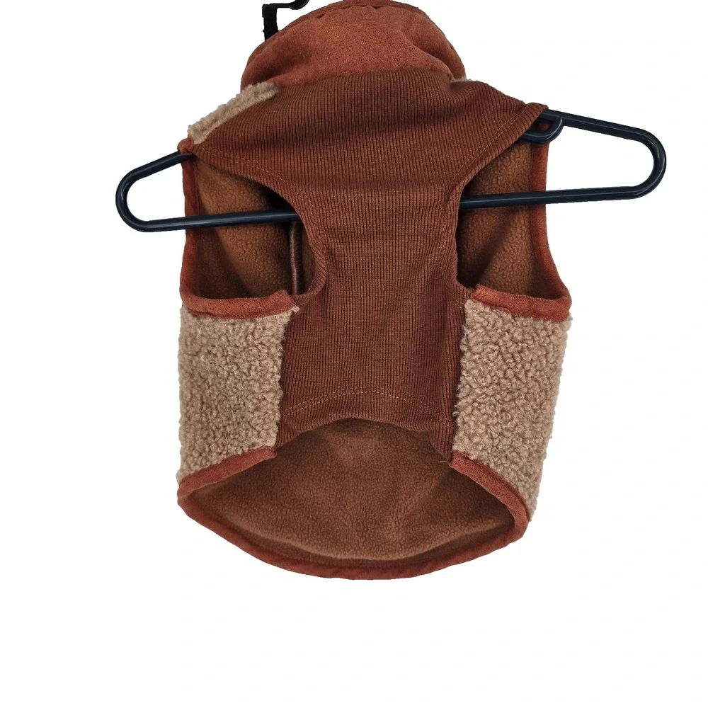 Dog Puppy Pet Sherpa Small Tan Brown Snap Buttons